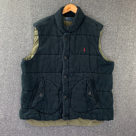 VTG Polo Ralph Lauren Puffer Vest Men 2XL Full Zip 90's Insulated Quilted